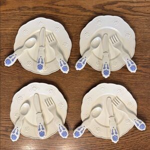 Vintage Little Tikes Victorian Cream and Blue Dining Set